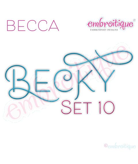 Becca Set 10 - EXCLUSIVE - Thin Calligraphy Swash Upright Alphabet Font for Machine Embroidery