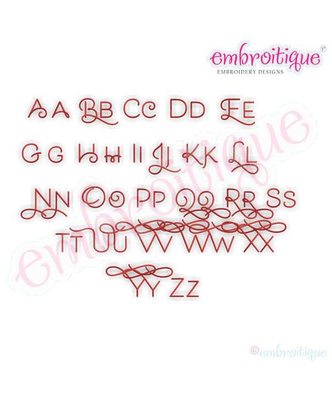 Becca Set 10 - EXCLUSIVE - Thin Calligraphy Swash Upright Alphabet Font for Machine Embroidery