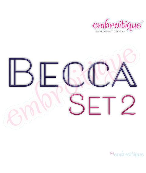 Becca Set 2 - EXCLUSIVE - Thin Calligraphy Swash Upright Alphabet Font for Machine Embroidery