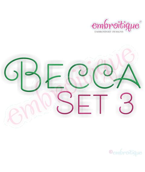 Becca Set 3 - EXCLUSIVE - Thin Calligraphy Swash Upright Alphabet Font for Machine Embroidery