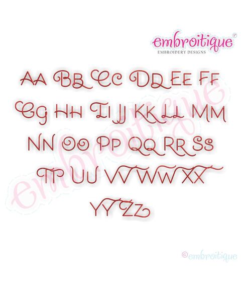 Becca Set 3 - EXCLUSIVE - Thin Calligraphy Swash Upright Alphabet Font for Machine Embroidery