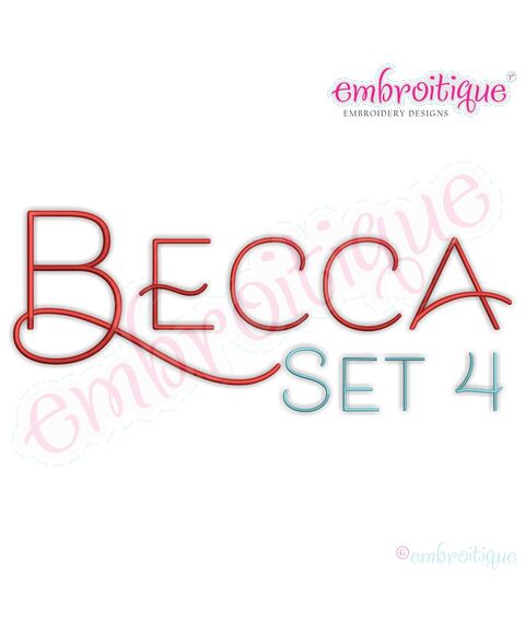Becca Set 4 - EXCLUSIVE - Thin Calligraphy Swash Upright Alphabet Font for Machine Embroidery