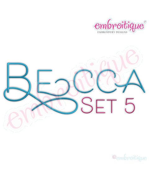 Becca Set 5 - EXCLUSIVE - Thin Calligraphy Swash Upright Alphabet Font for Machine Embroidery