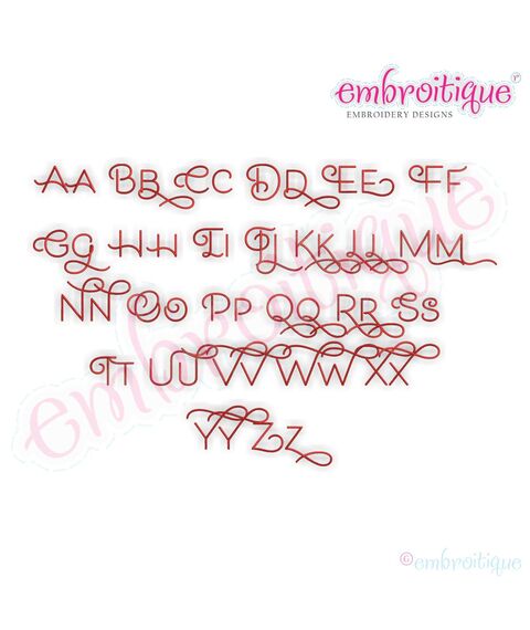 Becca Set 5 - EXCLUSIVE - Thin Calligraphy Swash Upright Alphabet Font for Machine Embroidery