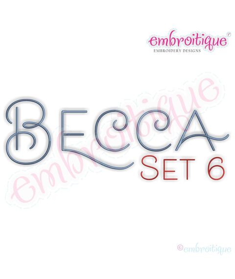 Becca Set 6 - EXCLUSIVE - Thin Calligraphy Swash Upright Alphabet Font for Machine Embroidery