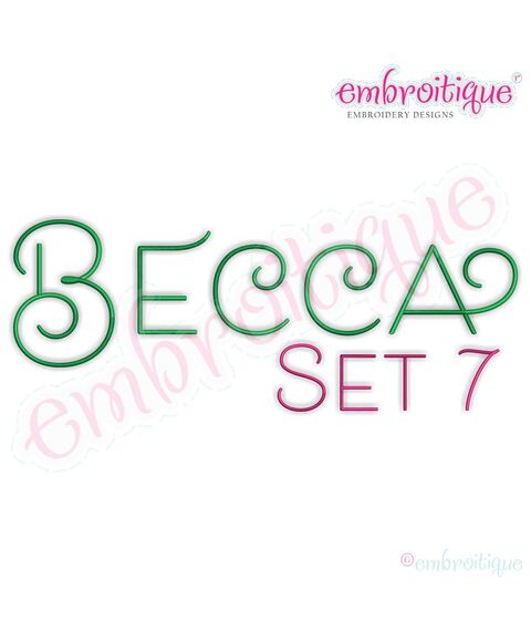 Becca Set 7 - EXCLUSIVE - Thin Calligraphy Swash Upright Alphabet Font for Machine Embroidery