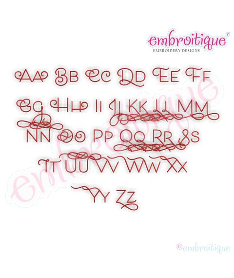 Becca Set 7 - EXCLUSIVE - Thin Calligraphy Swash Upright Alphabet Font for Machine Embroidery