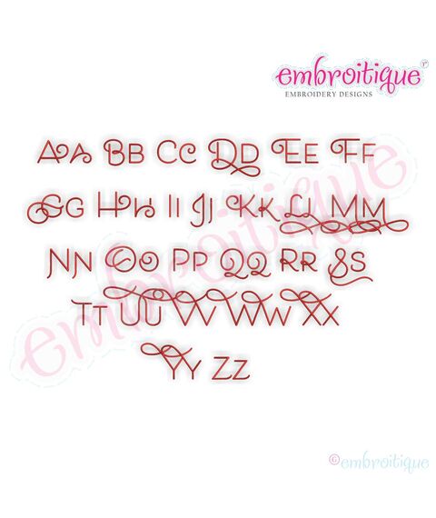 Becca Set 8 - EXCLUSIVE - Thin Calligraphy Swash Upright Alphabet Font for Machine Embroidery