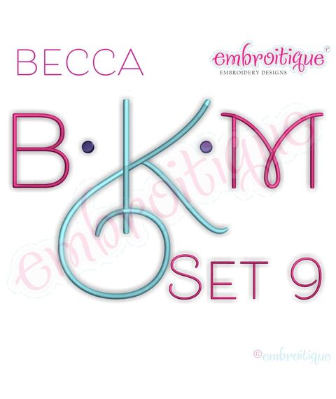 Becca Set 9 - EXCLUSIVE - Thin Calligraphy Swash Upright Alphabet Font for Machine Embroidery