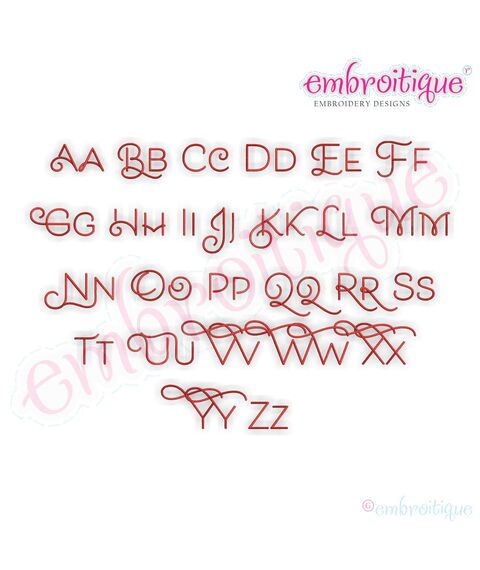 Becca Set 9 - EXCLUSIVE - Thin Calligraphy Swash Upright Alphabet Font for Machine Embroidery