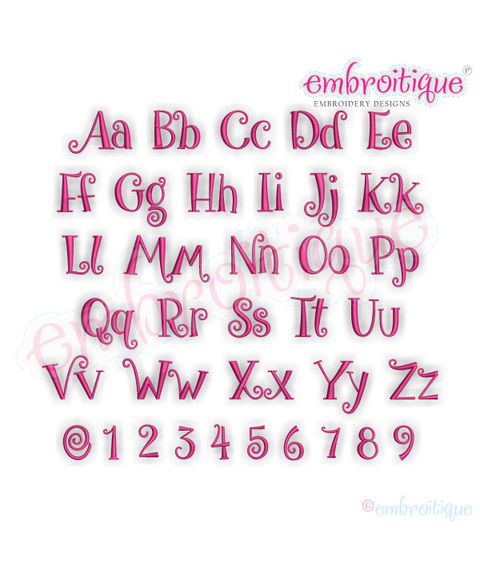 Buttons Monogram Set - Curly Whimsical Font for Machine Embroidery