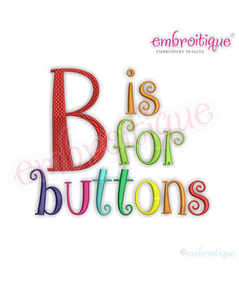Buttons Monogram Set - Curly Whimsical Font for Machine Embroidery