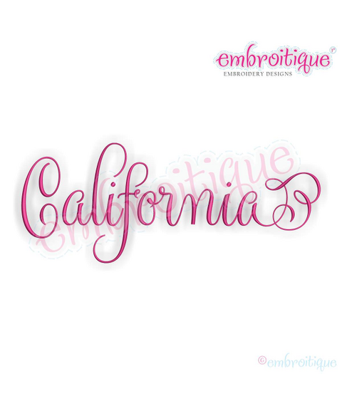 California Calligraphy Fancy Script 3 USA United States Machine Embroidery Design