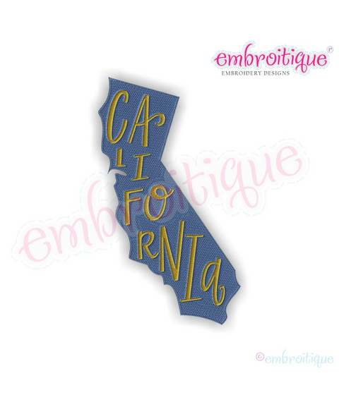 California Hand Lettered Filled USA United States Machine Embroidery Design