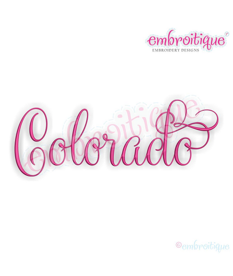 Colorado Calligraphy Fancy Script 3 USA United States Machine Embroidery Design