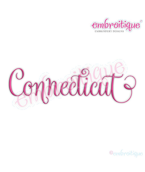 Connecticut Calligraphy Fancy Script 3 USA United States Machine Embroidery Design