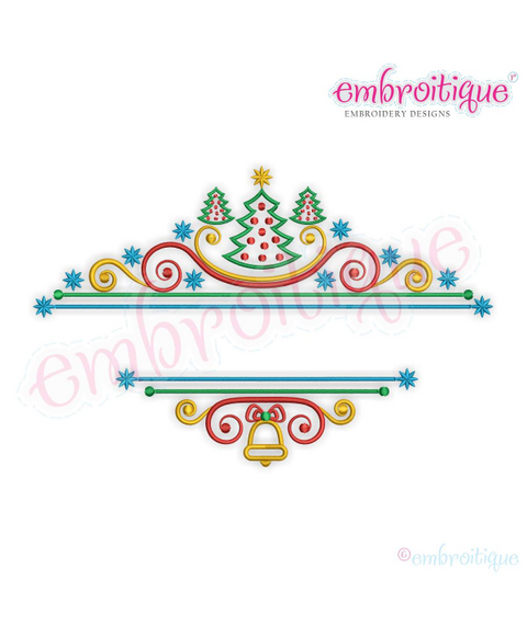 Embroitique Curly Christmas Tree Font Frame with Stars, 2 image