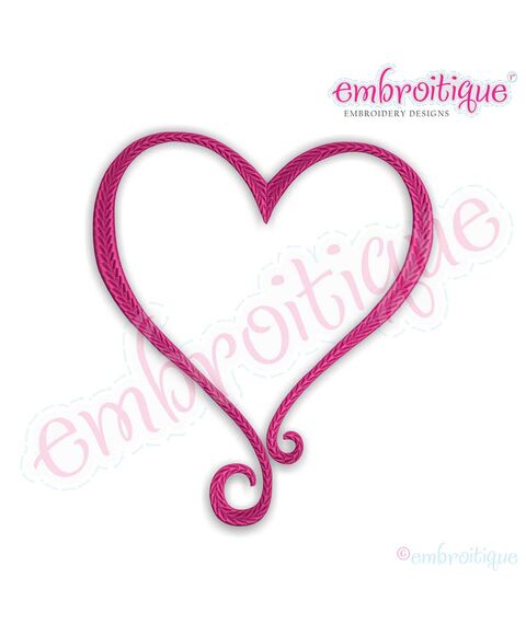 Curly Heart Embroidery Design, 2 image