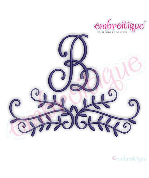 Curly Leaf Monogram Embellishment Frame Border