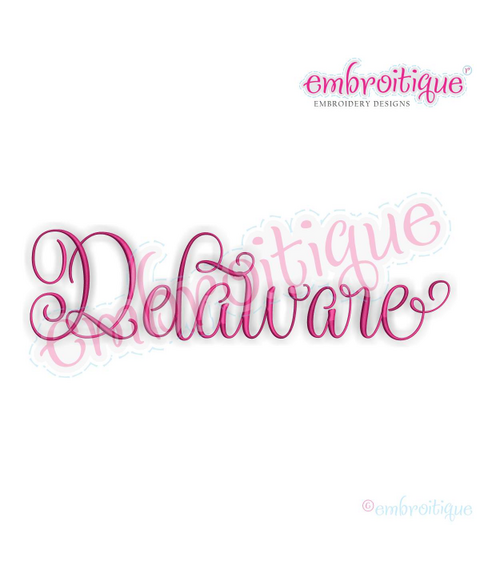 Delaware Calligraphy Fancy Script 3 USA United States Machine Embroidery Design