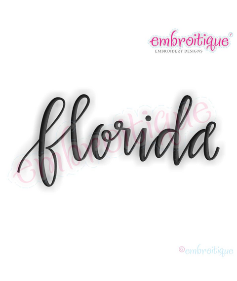 Florida Calligraphy Script USA United States Machine Embroidery Design