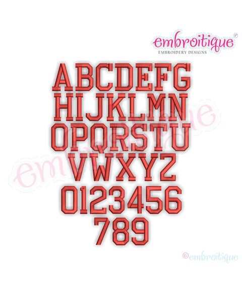 Friday Night Lights Sport Football Varsity Block Monogram Font - Instant Download -Digital Machine Embroidery Design