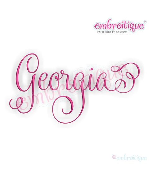 Georgia Calligraphy Fancy Script 3 USA United States Machine Embroidery Design