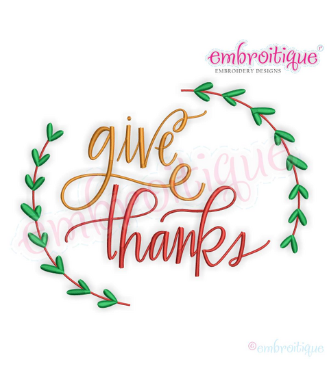 Give Thanks with Wreath hand lettered Thanksgiving Fall