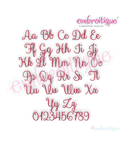 Hailey Monogram Set 1 - Curly Swirly Calligraphy Interchangeable Alphabet for machine embroidery