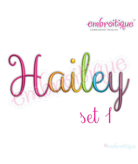 Hailey Monogram Set 1 - Curly Swirly Calligraphy Interchangeable Alphabet for machine embroidery