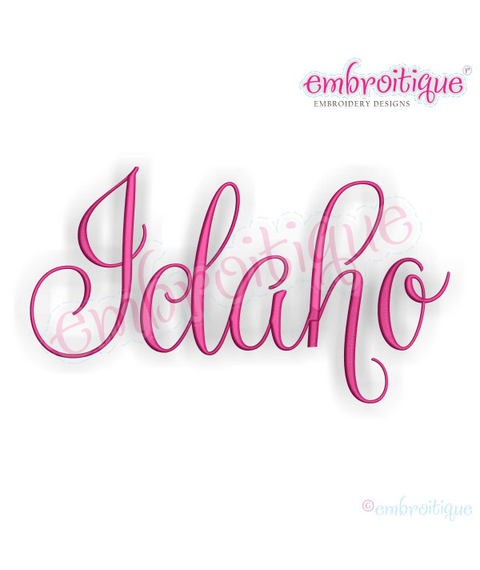 Idaho Calligraphy Fancy Script 3 USA United States Machine Embroidery Design