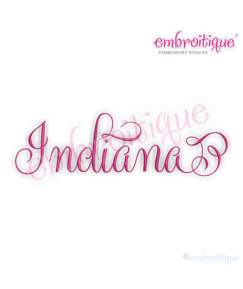 Indiana Calligraphy Fancy Script 3 USA United States Machine Embroidery Design
