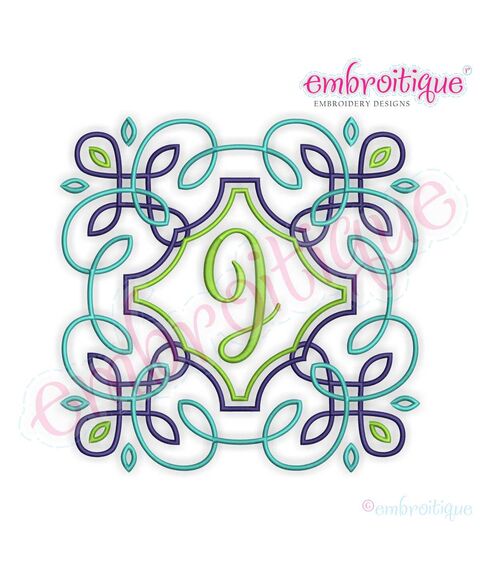 Johnson Monogram Machine Embroidery Curly Ornate Font Frame