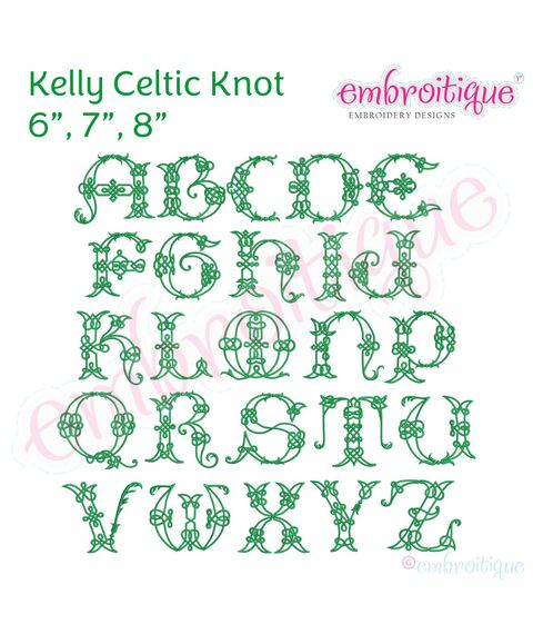 Kelly Irish Celtic Knot FULL Alphabet * 6", 7", 8"