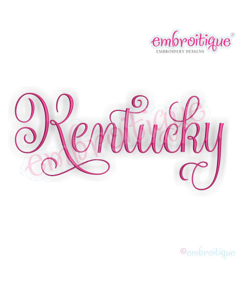 Kentucky Calligraphy Fancy Script 3 USA United States Machine Embroidery Design