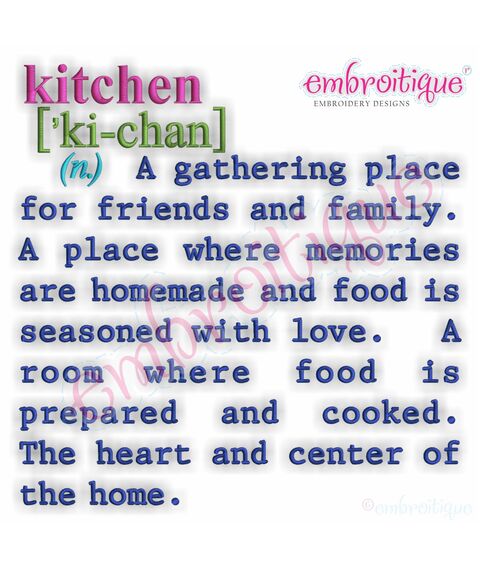 Kitchen Definition Embroidery Design