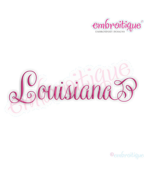 Louisiana Calligraphy Fancy Script 3 USA United States Machine Embroidery Design
