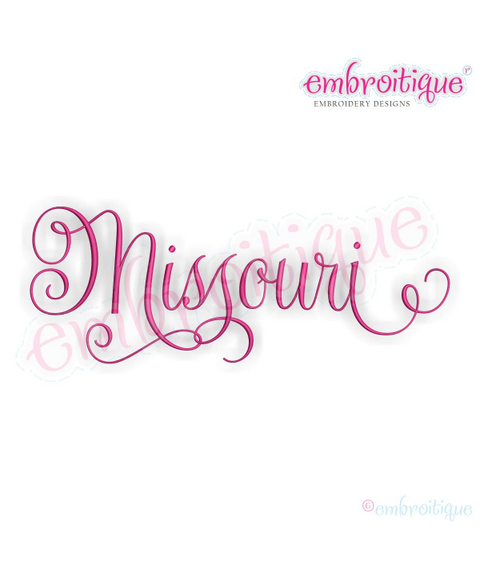 Missouri Calligraphy Fancy Script 3 USA United States Machine Embroidery Design
