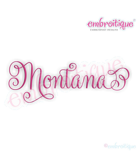 Montana Calligraphy Fancy Script 3 USA United States Machine Embroidery Design