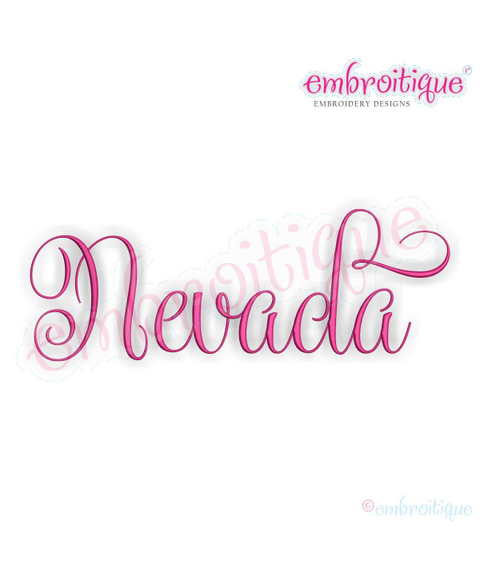Nevada Calligraphy Fancy Script 3 USA United States Machine Embroidery Design