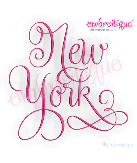 New York Calligraphy Fancy Script 3 USA United States Machine Embroidery Design