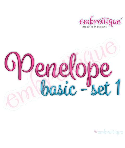 Penelope Set 1 - Calligraphy Script Monogram Alphabet Font for Machine Embroidery