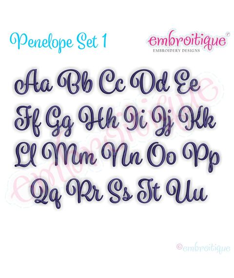 Penelope Set 1 - Calligraphy Script Monogram Alphabet Font for Machine Embroidery, 2 image