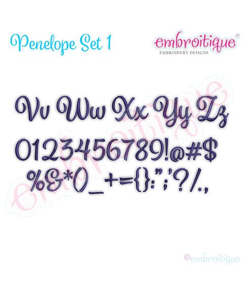 Penelope Set 1 - Calligraphy Script Monogram Alphabet Font for Machine Embroidery, 3 image