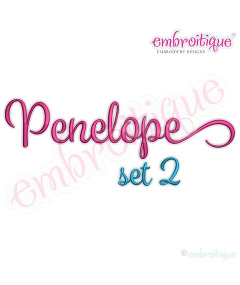 Penelope Set 2 - Exclusive Calligraphy Script Monogram Alphabet Font for Machine Embroidery