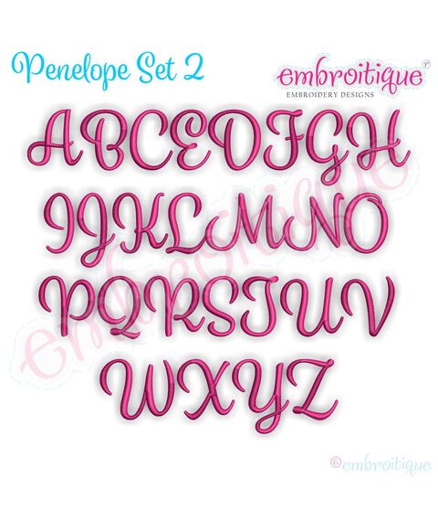 Penelope Set 2 - Exclusive Calligraphy Script Monogram Alphabet Font for Machine Embroidery, 2 image