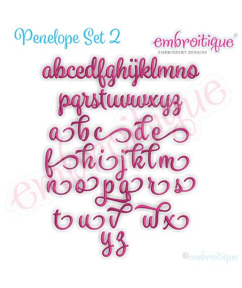 Penelope Set 2 - Exclusive Calligraphy Script Monogram Alphabet Font for Machine Embroidery, 3 image