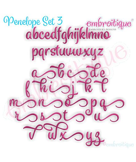 Penelope Set 3 - Exclusive Calligraphy Script Monogram Alphabet Font for Machine Embroidery, 3 image
