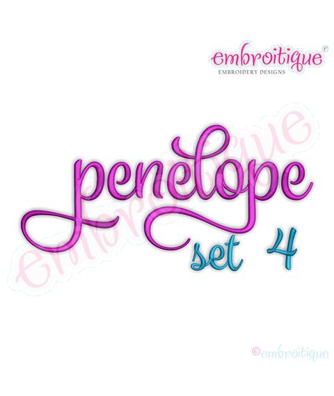 Penelope Set 4 - Calligraphy Script Monogram Alphabet Font for Machine Embroidery