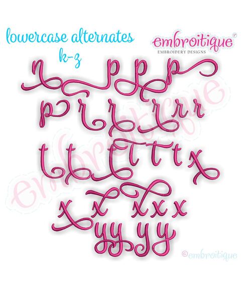 Penelope Set 6 - Calligraphy Script Monogram Alphabet Font for Machine Embroidery, 3 image